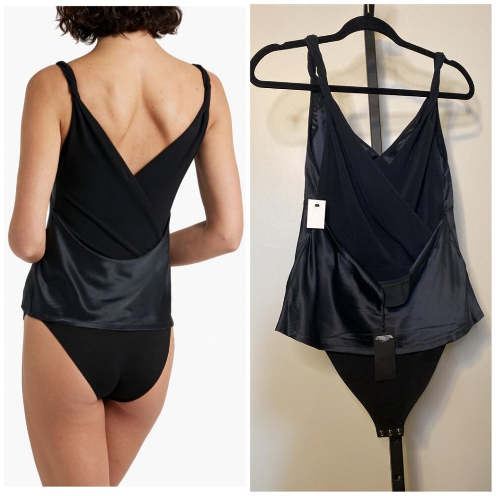 RTA Livia bodysuit in silk satin and stretch tulle - Picture 2 of 10